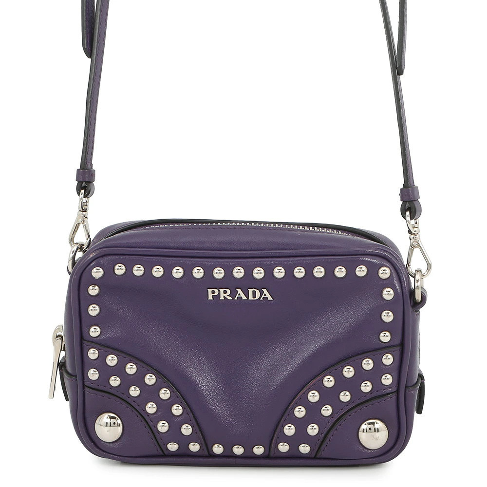 Prada Shoulder Bag Camera Studded Leather